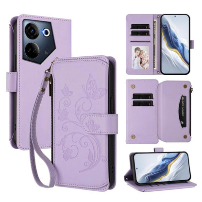 Butterfly Love Flower Multi-card Zipper Wallet Leather Phone Case, For Tecno Pova 6 5G / 6 Pro 5G, For Tecno Camon 30 Pro 5G, For Tecno Camon 30 4G / 5G, For Tecno Spark 20 Pro+ 4G, For Tecno Spark GO 2024 4G / 20 4G, For Tecno Pova 5 Pro 5G           ...