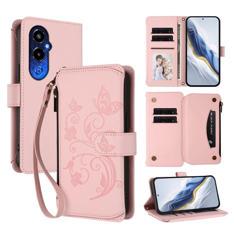 Butterfly Love Flower Multi-card Zipper Wallet Leather Phone Case, For Tecno Spark 10 5G, For Tecno Spark 10C / 10 4G, For Tecno Spark 10 Pro 4G / K17 4G, For Tecno Pova 4 Pro, For Tecno Pova 4, For Tecno Pova Neo 2, For Tecno Spark GO 2022 / 8C / 9   ...