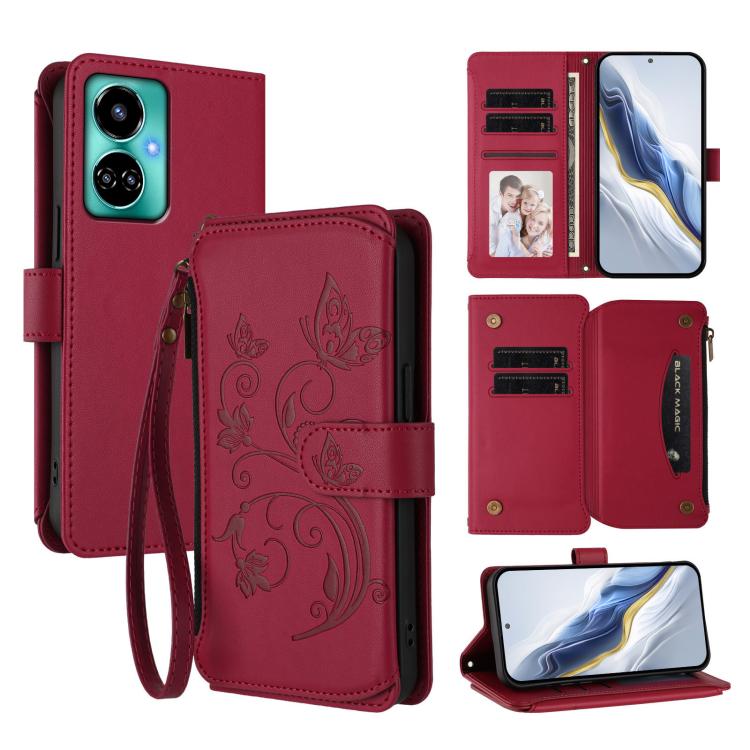 Butterfly Love Flower Multi-card Zipper Wallet Leather Phone Case, For Tecno Spark 10 5G, For Tecno Spark 10C / 10 4G, For Tecno Spark 10 Pro 4G / K17 4G, For Tecno Pova 4 Pro, For Tecno Pova 4, For Tecno Pova Neo 2, For Tecno Spark GO 2022 / 8C / 9   ...