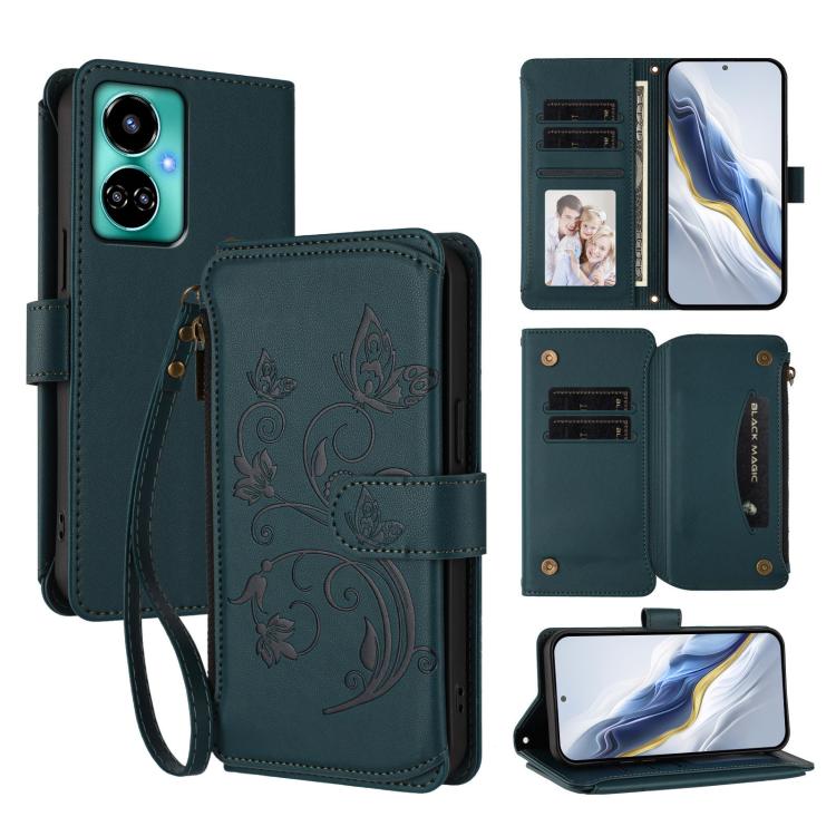 Butterfly Love Flower Multi-card Zipper Wallet Leather Phone Case, For Tecno Spark 10 5G, For Tecno Spark 10C / 10 4G, For Tecno Spark 10 Pro 4G / K17 4G, For Tecno Pova 4 Pro, For Tecno Pova 4, For Tecno Pova Neo 2, For Tecno Spark GO 2022 / 8C / 9   ...