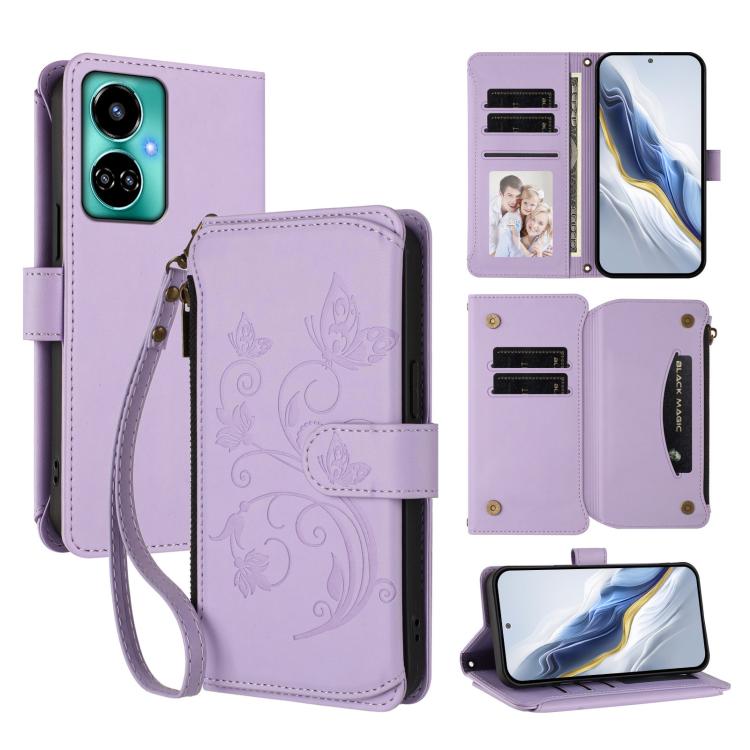 Butterfly Love Flower Multi-card Zipper Wallet Leather Phone Case, For Tecno Spark 10 5G, For Tecno Spark 10C / 10 4G, For Tecno Spark 10 Pro 4G / K17 4G, For Tecno Pova 4 Pro, For Tecno Pova 4, For Tecno Pova Neo 2, For Tecno Spark GO 2022 / 8C / 9   ...