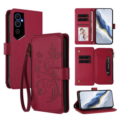 Butterfly Love Flower Multi-card Zipper Wallet Leather Phone Case, For Tecno Spark 10 5G, For Tecno Spark 10C / 10 4G, For Tecno Spark 10 Pro 4G / K17 4G, For Tecno Pova 4 Pro, For Tecno Pova 4, For Tecno Pova Neo 2, For Tecno Spark GO 2022 / 8C / 9   ...