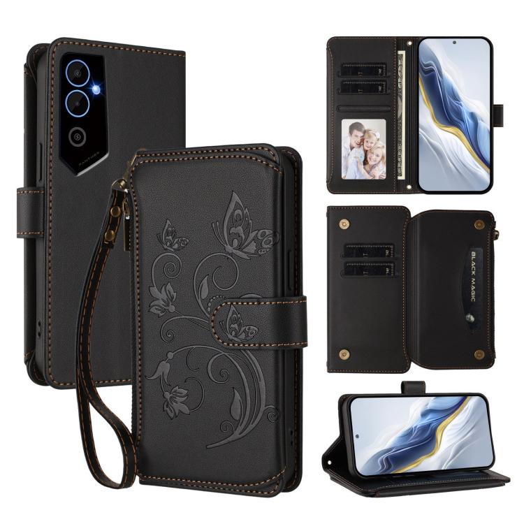 Butterfly Love Flower Multi-card Zipper Wallet Leather Phone Case, For Tecno Spark 10 5G, For Tecno Spark 10C / 10 4G, For Tecno Spark 10 Pro 4G / K17 4G, For Tecno Pova 4 Pro, For Tecno Pova 4, For Tecno Pova Neo 2, For Tecno Spark GO 2022 / 8C / 9   ...