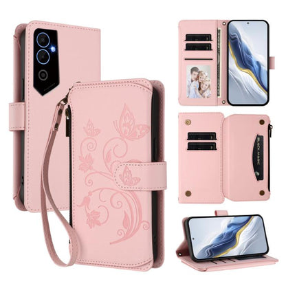 Butterfly Love Flower Multi-card Zipper Wallet Leather Phone Case, For Tecno Spark 10 5G, For Tecno Spark 10C / 10 4G, For Tecno Spark 10 Pro 4G / K17 4G, For Tecno Pova 4 Pro, For Tecno Pova 4, For Tecno Pova Neo 2, For Tecno Spark GO 2022 / 8C / 9   ...