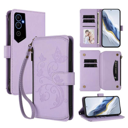 Butterfly Love Flower Multi-card Zipper Wallet Leather Phone Case, For Tecno Spark 10 5G, For Tecno Spark 10C / 10 4G, For Tecno Spark 10 Pro 4G / K17 4G, For Tecno Pova 4 Pro, For Tecno Pova 4, For Tecno Pova Neo 2, For Tecno Spark GO 2022 / 8C / 9   ...
