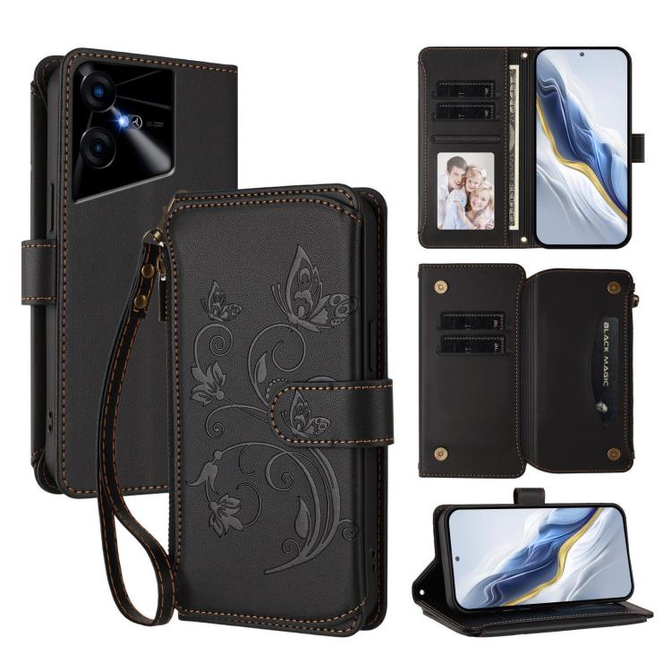 Butterfly Love Flower Multi-card Zipper Wallet Leather Phone Case, For Tecno Pova 6 5G / 6 Pro 5G, For Tecno Camon 30 Pro 5G, For Tecno Camon 30 4G / 5G, For Tecno Spark 20 Pro+ 4G, For Tecno Spark GO 2024 4G / 20 4G, For Tecno Pova 5 Pro 5G           ...