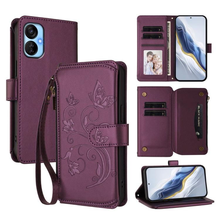 Butterfly Love Flower Multi-card Zipper Wallet Leather Phone Case, For Tecno Spark 10 5G, For Tecno Spark 10C / 10 4G, For Tecno Spark 10 Pro 4G / K17 4G, For Tecno Pova 4 Pro, For Tecno Pova 4, For Tecno Pova Neo 2, For Tecno Spark GO 2022 / 8C / 9   ...