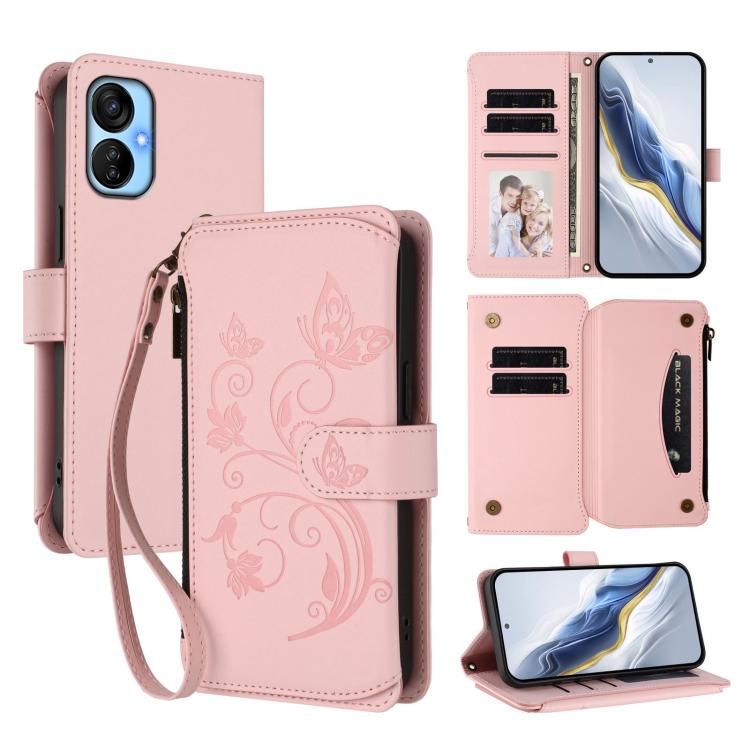 Butterfly Love Flower Multi-card Zipper Wallet Leather Phone Case, For Tecno Spark 10 5G, For Tecno Spark 10C / 10 4G, For Tecno Spark 10 Pro 4G / K17 4G, For Tecno Pova 4 Pro, For Tecno Pova 4, For Tecno Pova Neo 2, For Tecno Spark GO 2022 / 8C / 9   ...