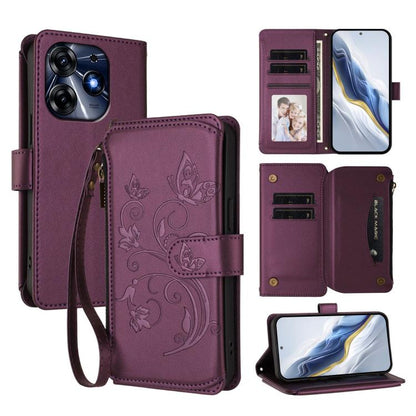 Butterfly Love Flower Multi-card Zipper Wallet Leather Phone Case, For Tecno Spark 10 5G, For Tecno Spark 10C / 10 4G, For Tecno Spark 10 Pro 4G / K17 4G, For Tecno Pova 4 Pro, For Tecno Pova 4, For Tecno Pova Neo 2, For Tecno Spark GO 2022 / 8C / 9   ...