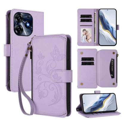 Butterfly Love Flower Multi-card Zipper Wallet Leather Phone Case, For Tecno Spark 10 5G, For Tecno Spark 10C / 10 4G, For Tecno Spark 10 Pro 4G / K17 4G, For Tecno Pova 4 Pro, For Tecno Pova 4, For Tecno Pova Neo 2, For Tecno Spark GO 2022 / 8C / 9   ...