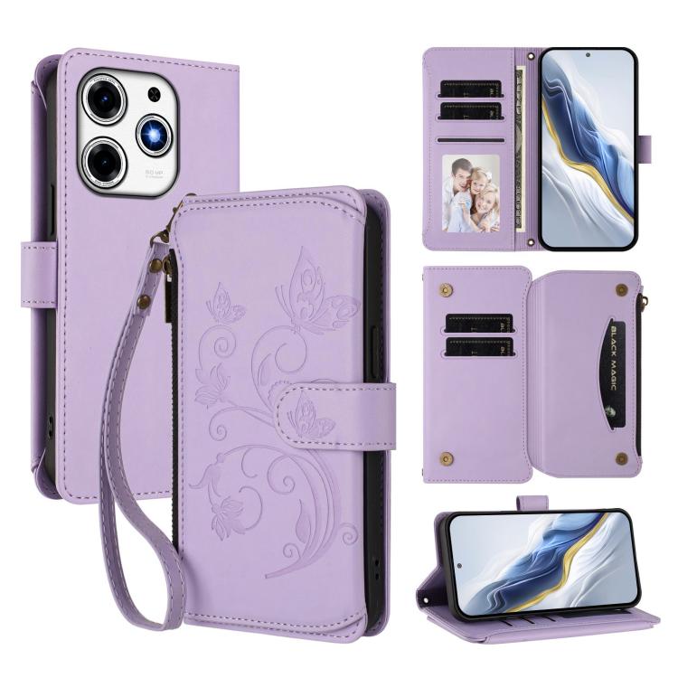 Butterfly Love Flower Multi-card Zipper Wallet Leather Phone Case, For Tecno Camon 30S / 30S Pro, For Tecno Spark 30 Pro 4G, For Tecno Spark 30 5G / Pova 6 Neo 5G, For Tecno Spark 30 4G, For Tecno Spark GO 5G 2025 / Hot 60i 4G, For Tecno Spark 30C 4G  ...