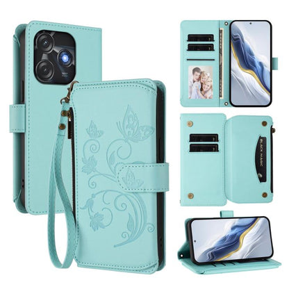 Butterfly Love Flower Multi-card Zipper Wallet Leather Phone Case, For Tecno Spark 10 5G, For Tecno Spark 10C / 10 4G, For Tecno Spark 10 Pro 4G / K17 4G, For Tecno Pova 4 Pro, For Tecno Pova 4, For Tecno Pova Neo 2, For Tecno Spark GO 2022 / 8C / 9   ...