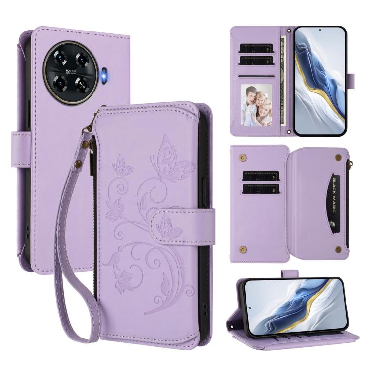 Butterfly Love Flower Multi-card Zipper Wallet Leather Phone Case, For Tecno Pova 6 5G / 6 Pro 5G, For Tecno Camon 30 Pro 5G, For Tecno Camon 30 4G / 5G, For Tecno Spark 20 Pro+ 4G, For Tecno Spark GO 2024 4G / 20 4G, For Tecno Pova 5 Pro 5G           ...