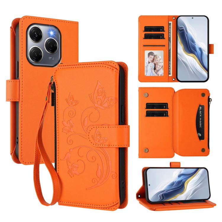 Butterfly Love Flower Multi-card Zipper Wallet Leather Phone Case, For Tecno Camon 30S / 30S Pro, For Tecno Spark 30 Pro 4G, For Tecno Spark 30 5G / Pova 6 Neo 5G, For Tecno Spark 30 4G, For Tecno Spark GO 5G 2025 / Hot 60i 4G, For Tecno Spark 30C 4G  ...