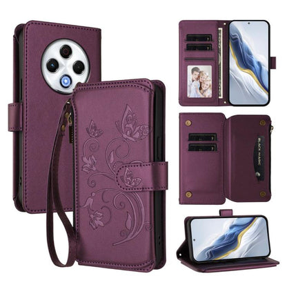 Butterfly Love Flower Multi-card Zipper Wallet Leather Phone Case, For Tecno Camon 30S / 30S Pro, For Tecno Spark 30 Pro 4G, For Tecno Spark 30 5G / Pova 6 Neo 5G, For Tecno Spark 30 4G, For Tecno Spark GO 5G 2025 / Hot 60i 4G, For Tecno Spark 30C 4G  ...