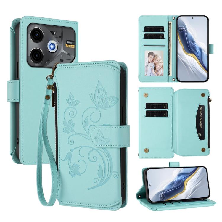 Butterfly Love Flower Multi-card Zipper Wallet Leather Phone Case, For Tecno Camon 30S / 30S Pro, For Tecno Spark 30 Pro 4G, For Tecno Spark 30 5G / Pova 6 Neo 5G, For Tecno Spark 30 4G, For Tecno Spark GO 5G 2025 / Hot 60i 4G, For Tecno Spark 30C 4G  ...
