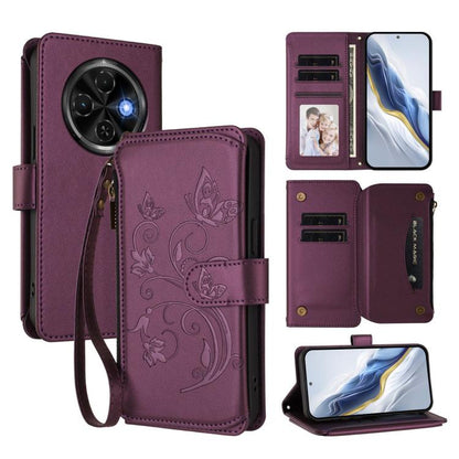 Butterfly Love Flower Multi-card Zipper Wallet Leather Phone Case, For Tecno Camon 30S / 30S Pro, For Tecno Spark 30 Pro 4G, For Tecno Spark 30 5G / Pova 6 Neo 5G, For Tecno Spark 30 4G, For Tecno Spark GO 5G 2025 / Hot 60i 4G, For Tecno Spark 30C 4G  ...