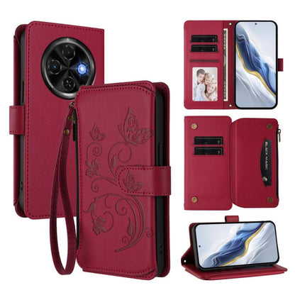 Butterfly Love Flower Multi-card Zipper Wallet Leather Phone Case, For Tecno Camon 30S / 30S Pro, For Tecno Spark 30 Pro 4G, For Tecno Spark 30 5G / Pova 6 Neo 5G, For Tecno Spark 30 4G, For Tecno Spark GO 5G 2025 / Hot 60i 4G, For Tecno Spark 30C 4G  ...