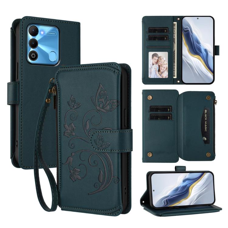 Butterfly Love Flower Multi-card Zipper Wallet Leather Phone Case, For Tecno Spark 10 5G, For Tecno Spark 10C / 10 4G, For Tecno Spark 10 Pro 4G / K17 4G, For Tecno Pova 4 Pro, For Tecno Pova 4, For Tecno Pova Neo 2, For Tecno Spark GO 2022 / 8C / 9   ...