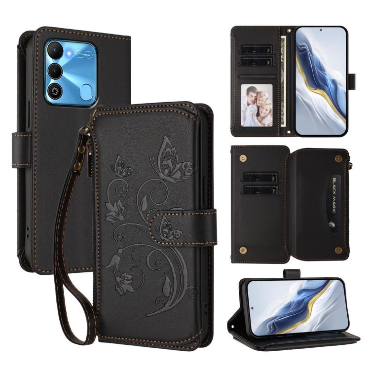 Butterfly Love Flower Multi-card Zipper Wallet Leather Phone Case, For Tecno Spark 10 5G, For Tecno Spark 10C / 10 4G, For Tecno Spark 10 Pro 4G / K17 4G, For Tecno Pova 4 Pro, For Tecno Pova 4, For Tecno Pova Neo 2, For Tecno Spark GO 2022 / 8C / 9   ...