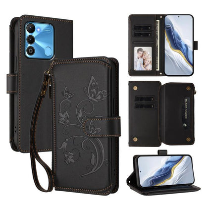 Butterfly Love Flower Multi-card Zipper Wallet Leather Phone Case, For Tecno Spark 10 5G, For Tecno Spark 10C / 10 4G, For Tecno Spark 10 Pro 4G / K17 4G, For Tecno Pova 4 Pro, For Tecno Pova 4, For Tecno Pova Neo 2, For Tecno Spark GO 2022 / 8C / 9   ...
