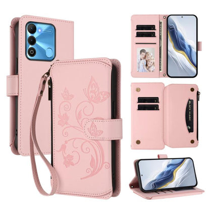 Butterfly Love Flower Multi-card Zipper Wallet Leather Phone Case, For Tecno Spark 10 5G, For Tecno Spark 10C / 10 4G, For Tecno Spark 10 Pro 4G / K17 4G, For Tecno Pova 4 Pro, For Tecno Pova 4, For Tecno Pova Neo 2, For Tecno Spark GO 2022 / 8C / 9   ...