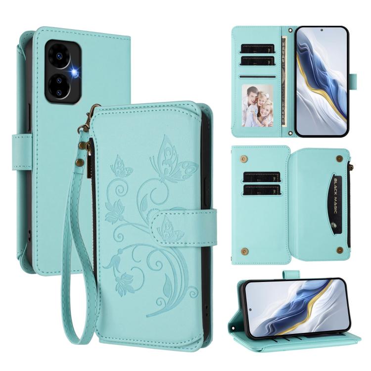 Butterfly Love Flower Multi-card Zipper Wallet Leather Phone Case, For Boost Mobile Summit 5G, For Boost Mobile Celero 5G+ 2024 / 3+ 5G, For Boost Mobile Celero 5G 2024 / 3 5G, For Boost Mobile Celero 5G SC / SN339D
