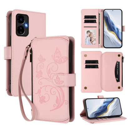 Butterfly Love Flower Multi-card Zipper Wallet Leather Phone Case, For Boost Mobile Summit 5G, For Boost Mobile Celero 5G+ 2024 / 3+ 5G, For Boost Mobile Celero 5G 2024 / 3 5G, For Boost Mobile Celero 5G SC / SN339D