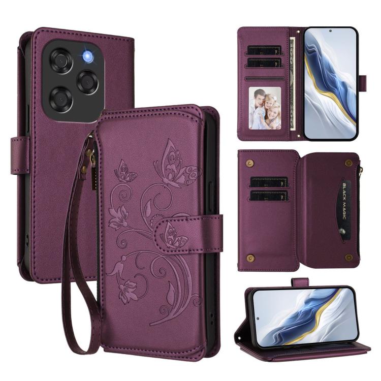 Butterfly Love Flower Multi-card Zipper Wallet Leather Phone Case, For Coolpad C16, For Coolpad X100, For Coolpad Cool 40i
