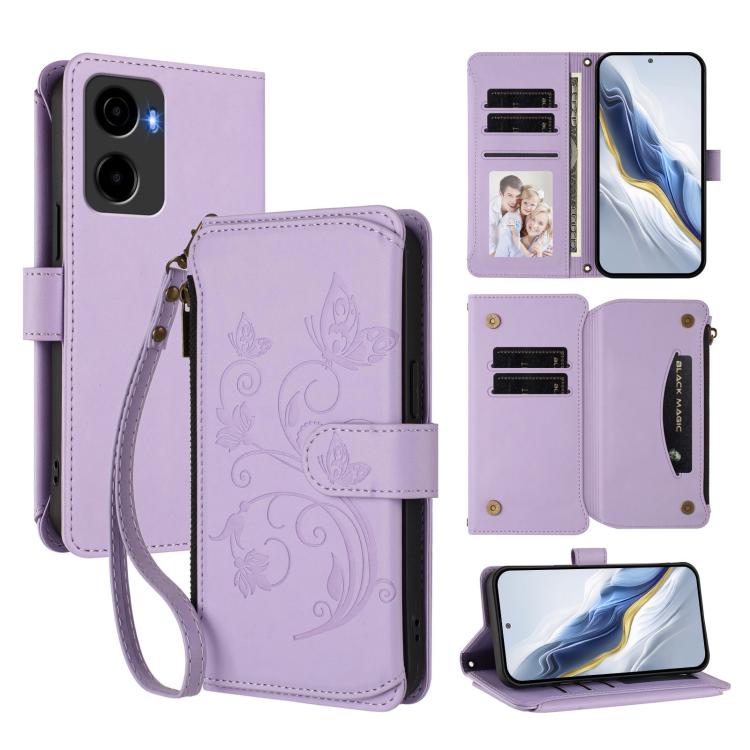 Butterfly Love Flower Multi-card Zipper Wallet Leather Phone Case, For Cricket Icon 7 5G / Plus 2026, For Cricket Magic 2 5G/ AT&T Propel 2 5G, For Cricket Debut S3, For Cricket Icon 6 / AT&T Verge SL219A, For Cricket Outlast 5G 2024