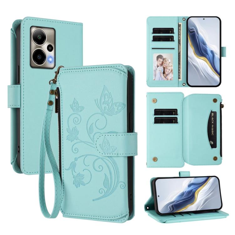 Butterfly Love Flower Multi-card Zipper Wallet Leather Phone Case, For Cricket Icon 7 5G / Plus 2026, For Cricket Magic 2 5G/ AT&T Propel 2 5G, For Cricket Debut S3, For Cricket Icon 6 / AT&T Verge SL219A, For Cricket Outlast 5G 2024
