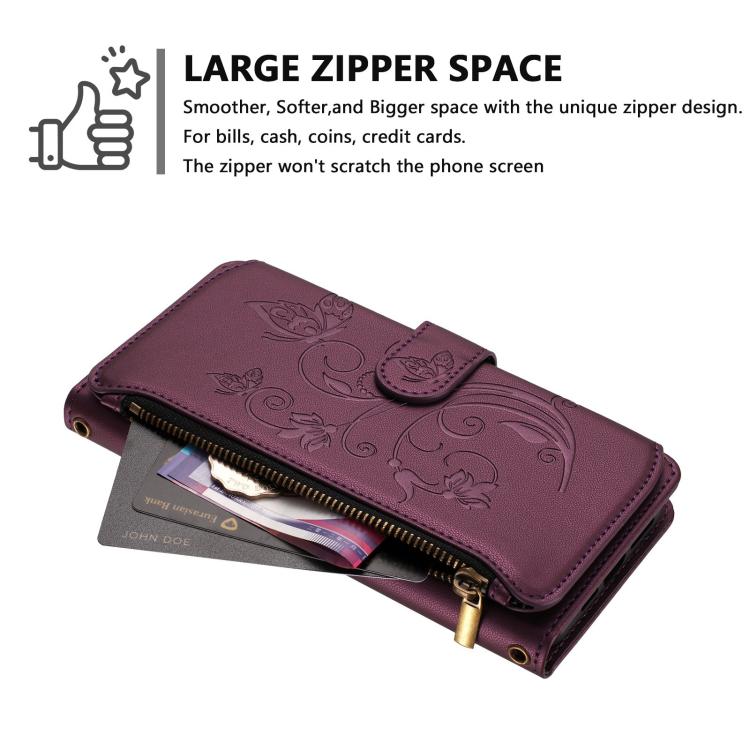 Butterfly Love Flower Multi-card Zipper Wallet Leather Phone Case, For Oukitel C1 Pro / C1, For Oukitel C65 Pro / C65, For Oukitel C58 / C58 Pro, For Oukitel C57S / C57 / C57 Pro, For Oukitel C53, For Oukitel C50, For Oukitel C37, For Oukitel C51      ...