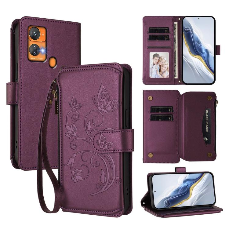 Butterfly Love Flower Multi-card Zipper Wallet Leather Phone Case, For Oukitel C1 Pro / C1, For Oukitel C65 Pro / C65, For Oukitel C58 / C58 Pro, For Oukitel C57S / C57 / C57 Pro, For Oukitel C53, For Oukitel C50, For Oukitel C37, For Oukitel C51      ...