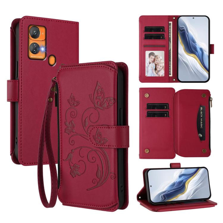 Butterfly Love Flower Multi-card Zipper Wallet Leather Phone Case, For Oukitel C1 Pro / C1, For Oukitel C65 Pro / C65, For Oukitel C58 / C58 Pro, For Oukitel C57S / C57 / C57 Pro, For Oukitel C53, For Oukitel C50, For Oukitel C37, For Oukitel C51      ...