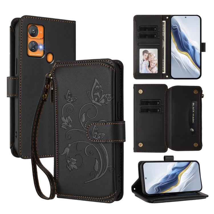 Butterfly Love Flower Multi-card Zipper Wallet Leather Phone Case, For Oukitel C1 Pro / C1, For Oukitel C65 Pro / C65, For Oukitel C58 / C58 Pro, For Oukitel C57S / C57 / C57 Pro, For Oukitel C53, For Oukitel C50, For Oukitel C37, For Oukitel C51      ...