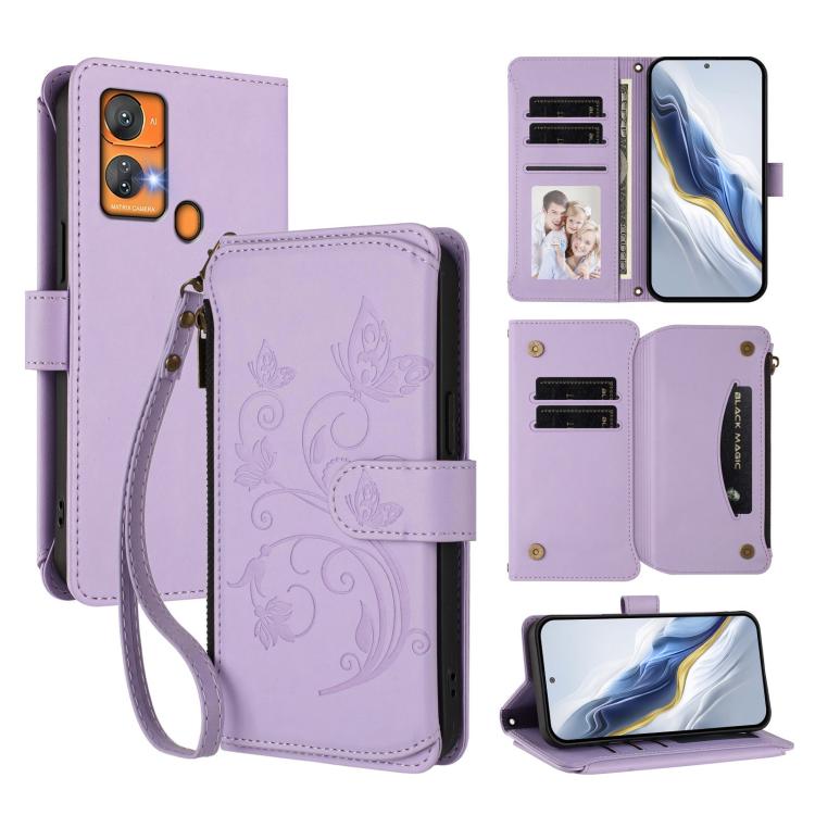 Butterfly Love Flower Multi-card Zipper Wallet Leather Phone Case, For Oukitel C1 Pro / C1, For Oukitel C65 Pro / C65, For Oukitel C58 / C58 Pro, For Oukitel C57S / C57 / C57 Pro, For Oukitel C53, For Oukitel C50, For Oukitel C37, For Oukitel C51      ...