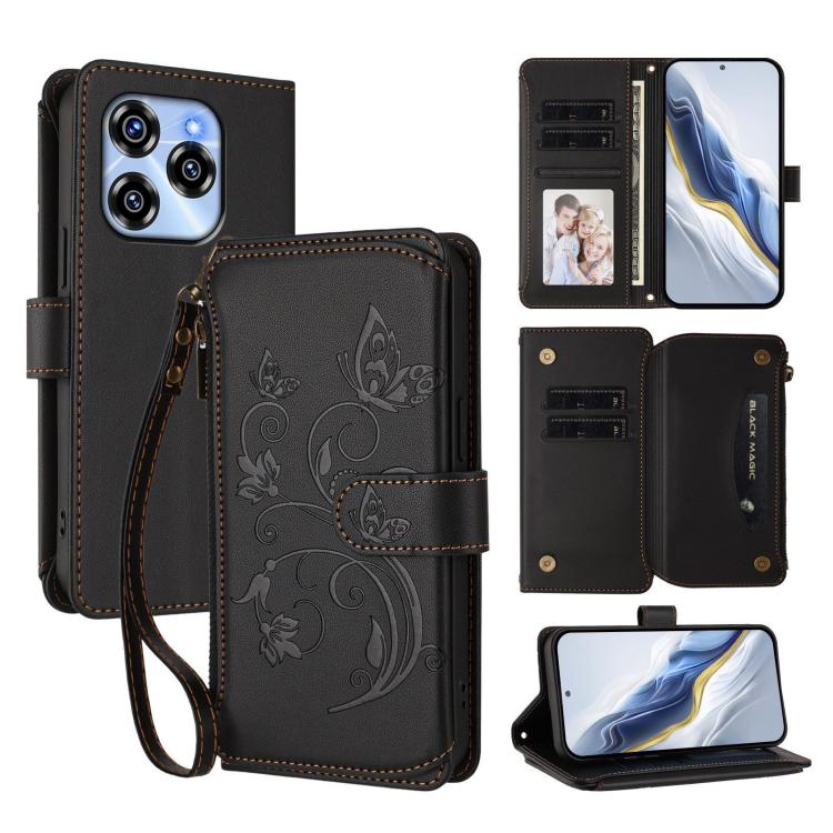 Butterfly Love Flower Multi-card Zipper Wallet Leather Phone Case, For Oukitel C1 Pro / C1, For Oukitel C65 Pro / C65, For Oukitel C58 / C58 Pro, For Oukitel C57S / C57 / C57 Pro, For Oukitel C53, For Oukitel C50, For Oukitel C37, For Oukitel C51      ...