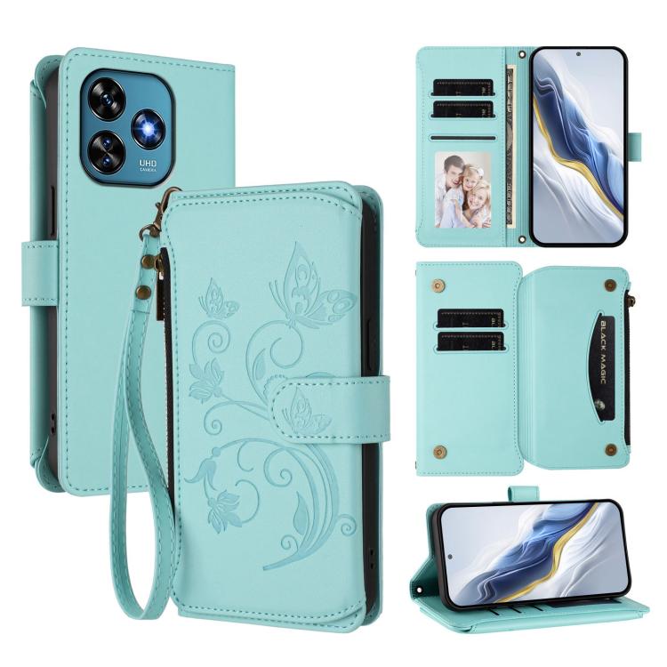 Butterfly Love Flower Multi-card Zipper Wallet Leather Phone Case, For Oukitel C1 Pro / C1, For Oukitel C65 Pro / C65, For Oukitel C58 / C58 Pro, For Oukitel C57S / C57 / C57 Pro, For Oukitel C53, For Oukitel C50, For Oukitel C37, For Oukitel C51      ...