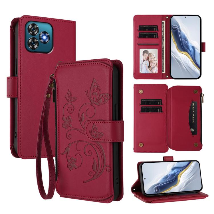 Butterfly Love Flower Multi-card Zipper Wallet Leather Phone Case, For Oukitel C1 Pro / C1, For Oukitel C65 Pro / C65, For Oukitel C58 / C58 Pro, For Oukitel C57S / C57 / C57 Pro, For Oukitel C53, For Oukitel C50, For Oukitel C37, For Oukitel C51      ...