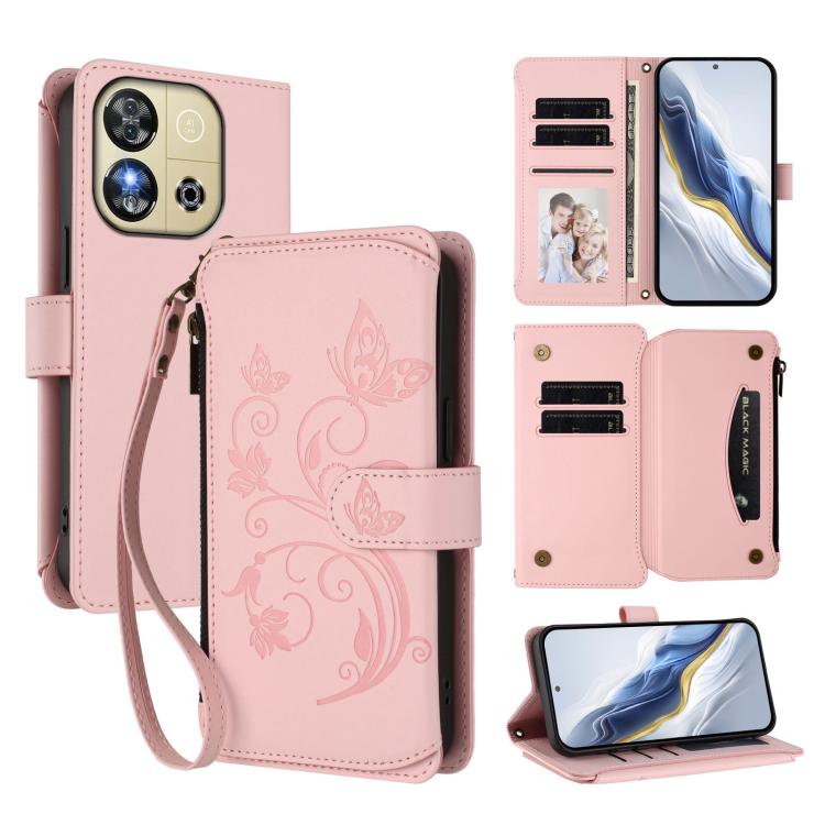 Butterfly Love Flower Multi-card Zipper Wallet Leather Phone Case, For Oukitel C1 Pro / C1, For Oukitel C65 Pro / C65, For Oukitel C58 / C58 Pro, For Oukitel C57S / C57 / C57 Pro, For Oukitel C53, For Oukitel C50, For Oukitel C37, For Oukitel C51      ...