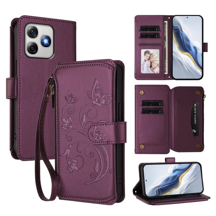 Butterfly Love Flower Multi-card Zipper Wallet Leather Phone Case, For Ulefone Note 21, For Ulefone Note 18 Ultra / Note 18 Pro, For Ulefone Note 20 Pro, For Ulefone Note 19, For Ulefone Note 17 Pro, For Ulefone Note 16 Pro, For Ulefone Note 14