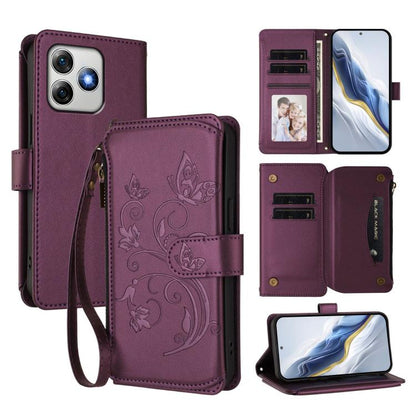 Butterfly Love Flower Multi-card Zipper Wallet Leather Phone Case, For Ulefone Note 21, For Ulefone Note 18 Ultra / Note 18 Pro, For Ulefone Note 20 Pro, For Ulefone Note 19, For Ulefone Note 17 Pro, For Ulefone Note 16 Pro, For Ulefone Note 14