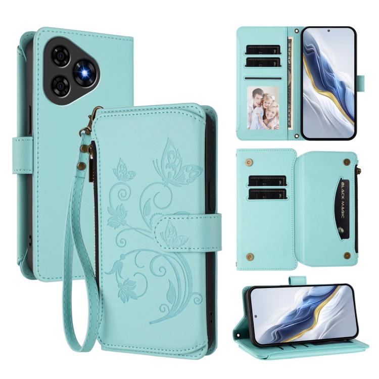 Butterfly Love Flower Multi-card Zipper Wallet Leather Phone Case, For Ulefone Note 21, For Ulefone Note 18 Ultra / Note 18 Pro, For Ulefone Note 20 Pro, For Ulefone Note 19, For Ulefone Note 17 Pro, For Ulefone Note 16 Pro, For Ulefone Note 14