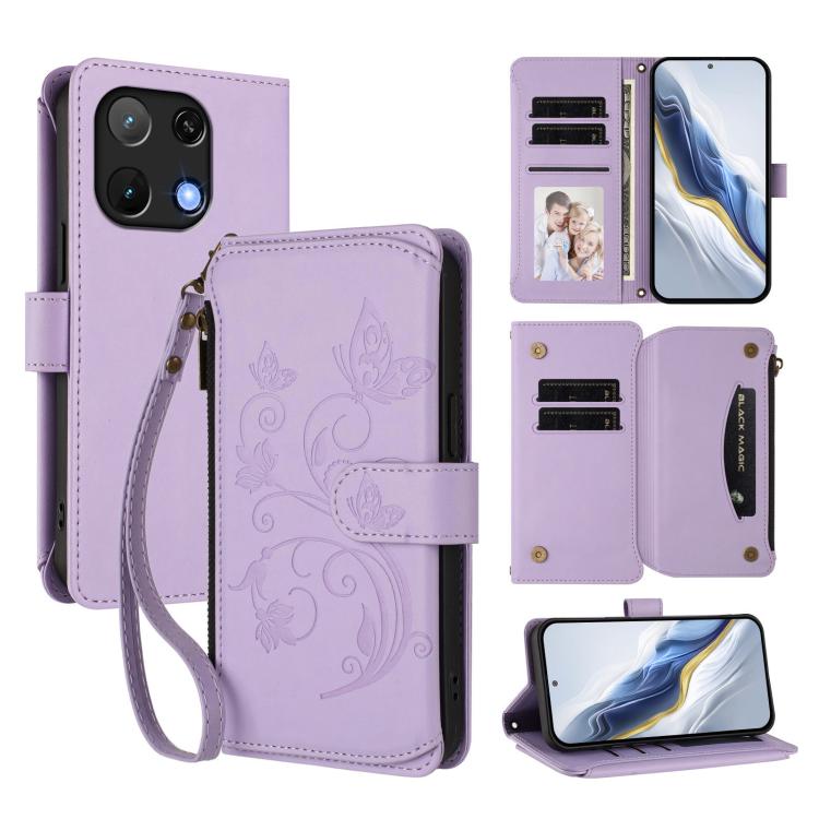 Butterfly Love Flower Multi-card Zipper Wallet Leather Phone Case, For Umidigi G100, For Umidigi Note 100, For Umidigi Note 90, For Umidigi A15 / A15C / A15T, For Umidigi G9 5G, For Umidigi Bison X20, For Umidigi Power 7 / Power 7S                     ...