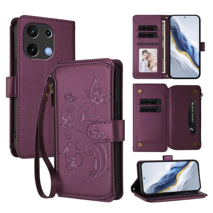 Butterfly Love Flower Multi-card Zipper Wallet Leather Phone Case, For Umidigi G100, For Umidigi Note 100, For Umidigi Note 90, For Umidigi A15 / A15C / A15T, For Umidigi G9 5G, For Umidigi Bison X20, For Umidigi Power 7 / Power 7S                     ...