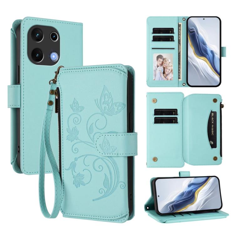 Butterfly Love Flower Multi-card Zipper Wallet Leather Phone Case, For Umidigi G100, For Umidigi Note 100, For Umidigi Note 90, For Umidigi A15 / A15C / A15T, For Umidigi G9 5G, For Umidigi Bison X20, For Umidigi Power 7 / Power 7S                     ...