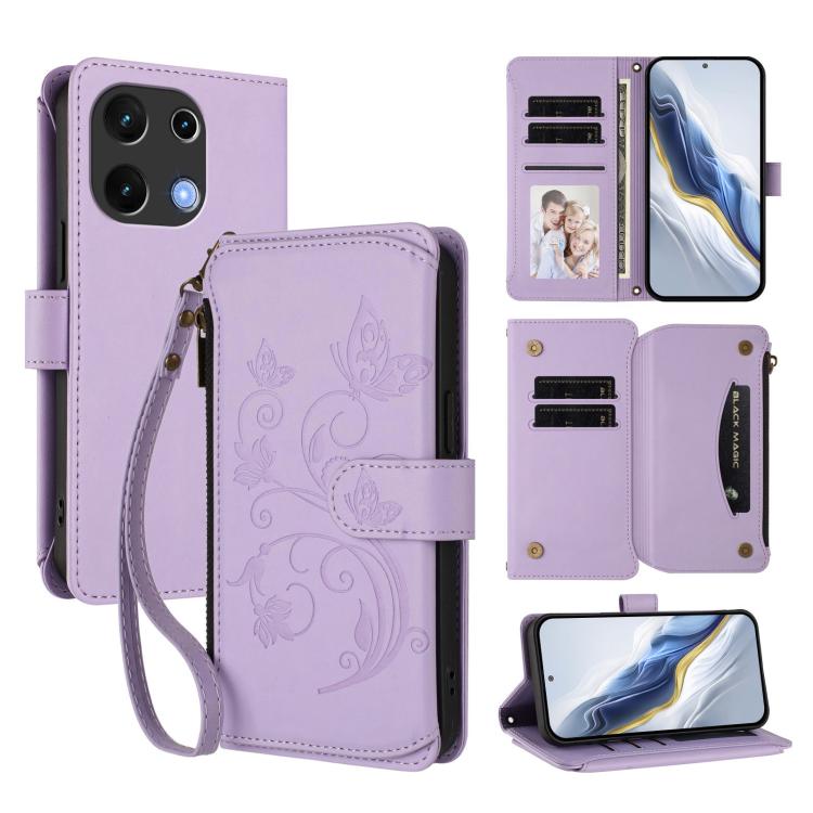 Butterfly Love Flower Multi-card Zipper Wallet Leather Phone Case, For Umidigi G100, For Umidigi Note 100, For Umidigi Note 90, For Umidigi A15 / A15C / A15T, For Umidigi G9 5G, For Umidigi Bison X20, For Umidigi Power 7 / Power 7S                     ...