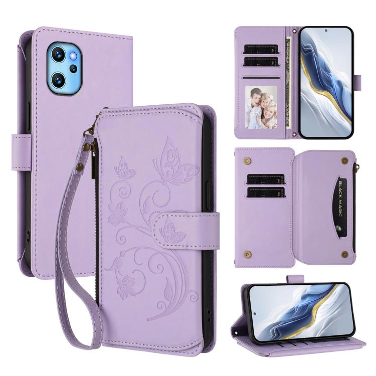Butterfly Love Flower Multi-card Zipper Wallet Leather Phone Case, For Umidigi G100, For Umidigi Note 100, For Umidigi Note 90, For Umidigi A15 / A15C / A15T, For Umidigi G9 5G, For Umidigi Bison X20, For Umidigi Power 7 / Power 7S                     ...