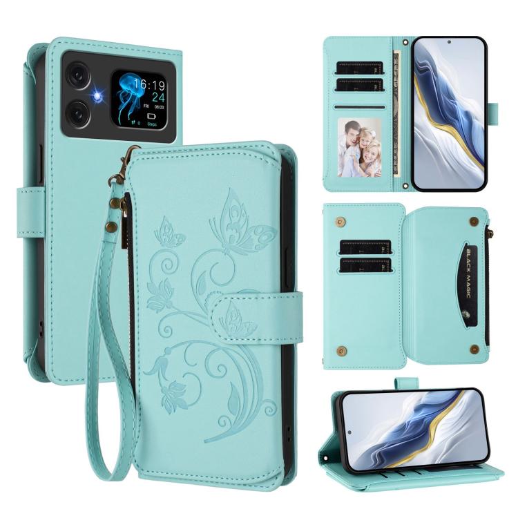 Butterfly Love Flower Multi-card Zipper Wallet Leather Phone Case, For Cubot A40, For Cubot P90, For Cubot A30, For Cubot A20, For Cubot Max 5, For Cubot A10, For Cubot Note 40, For Cubot P50