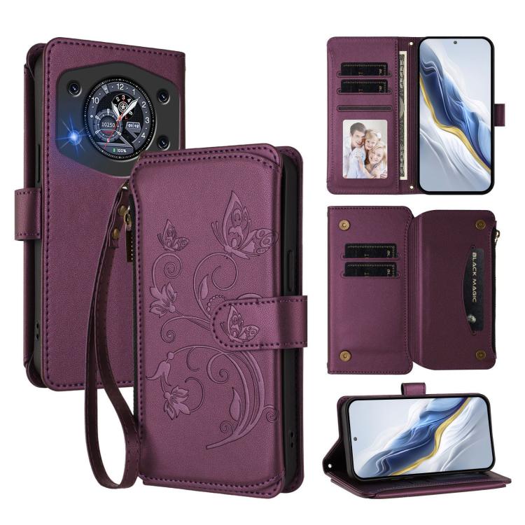 Butterfly Love Flower Multi-card Zipper Wallet Leather Phone Case, For Cubot A40, For Cubot P90, For Cubot A30, For Cubot A20, For Cubot Max 5, For Cubot A10, For Cubot Note 40, For Cubot P50